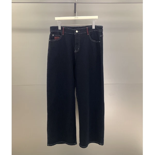 慧芝huizhi 53986红线加绒不显三角区高腰阔腿牛仔裤