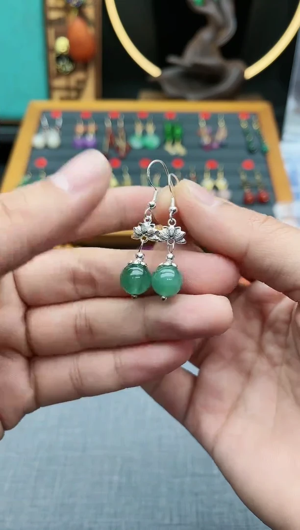【闪购商品】玛瑙/玉髓耳钉银S925镶嵌s01000