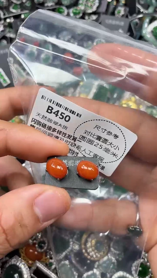 颈饰未镶嵌翡翠B450耳钉