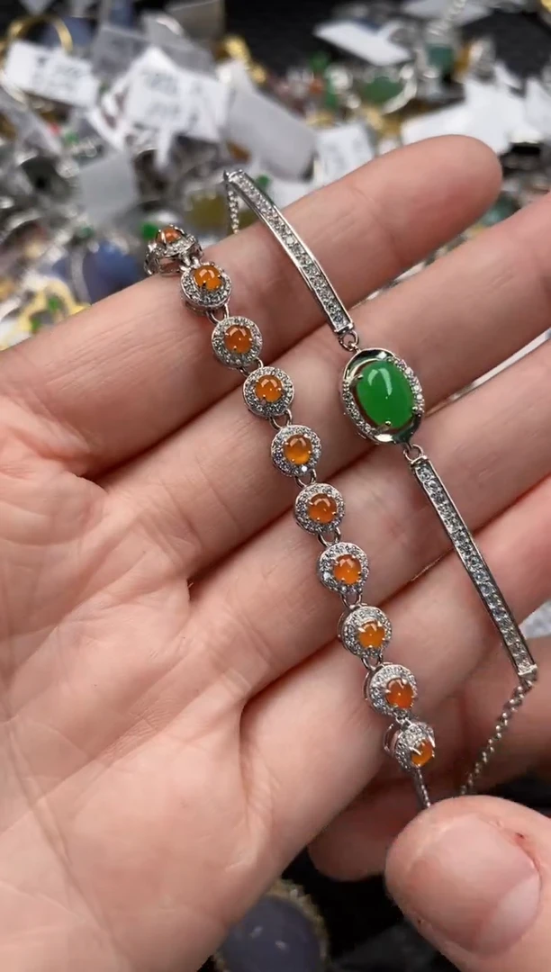 银S925镶嵌戒指翡翠666               6