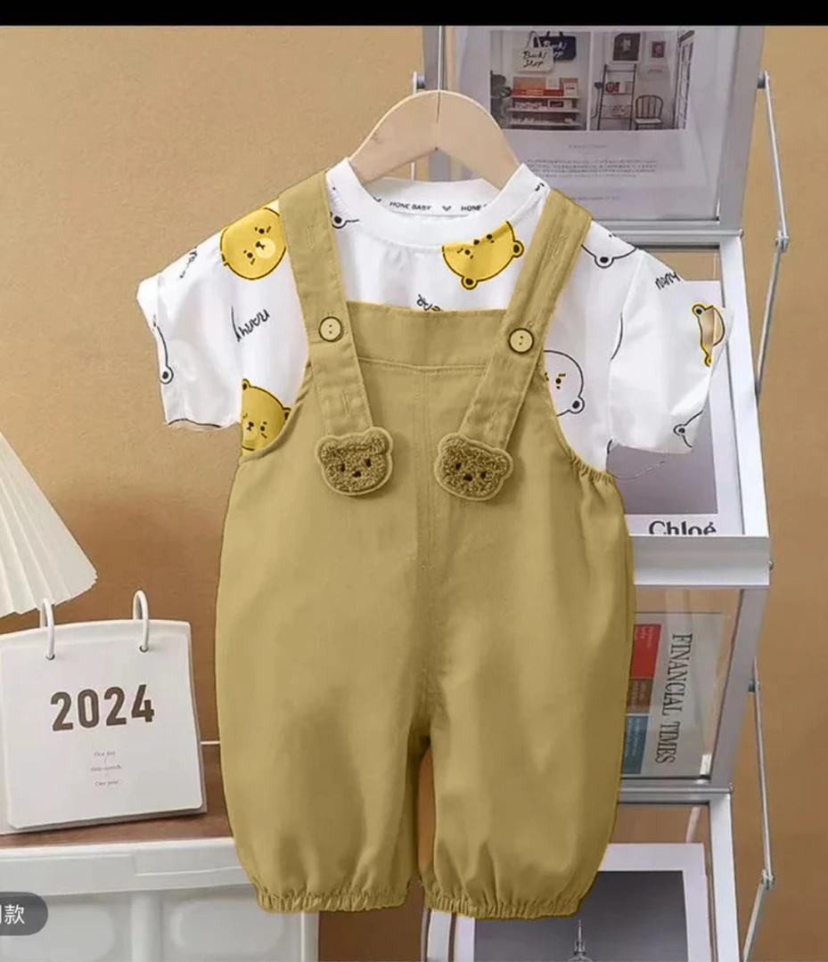 儿童背带裤韩版女宝男童宝宝短袖背带套装男夏季洋气