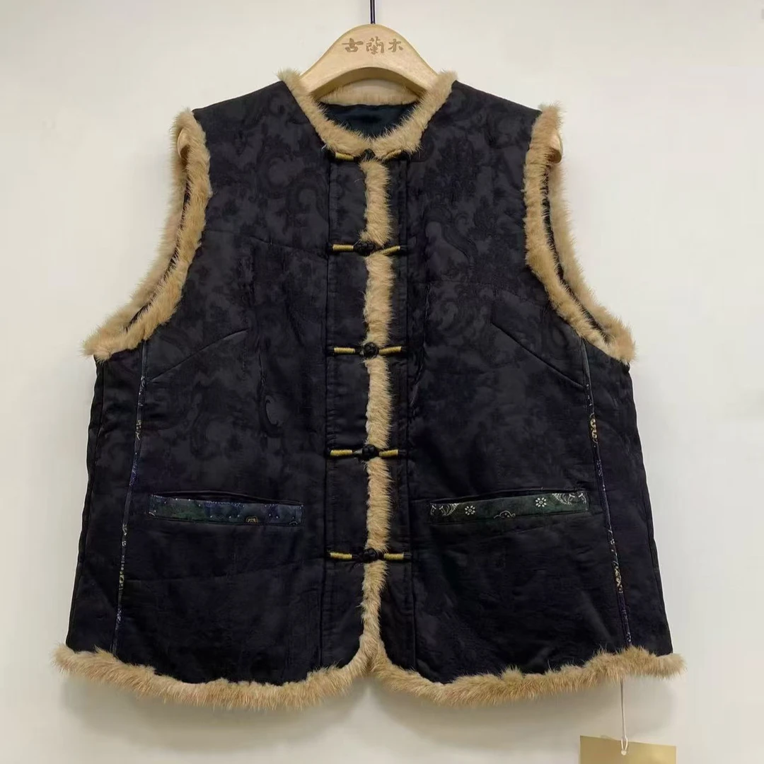 木木棉麻分享（古蘭木）GB4143百搭做旧均码纯进口人丝复古盘扣马甲