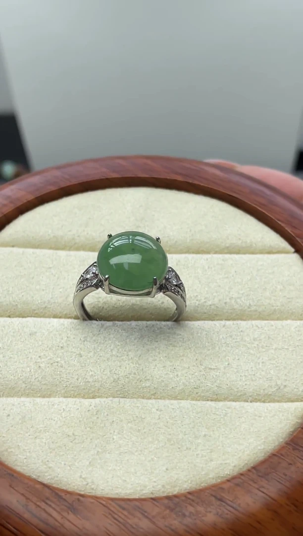 颈饰银S925镶嵌翡翠（51号链接）纯天然A货缅甸翡翠蛋面（戒指）