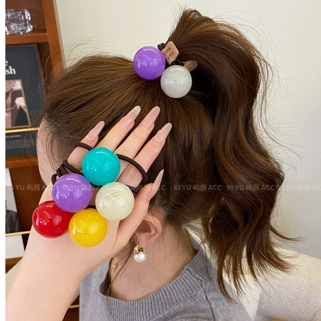 冰透糖果圆球发绳气质甜美马尾头绳春夏新款高弹力百搭不伤发发饰