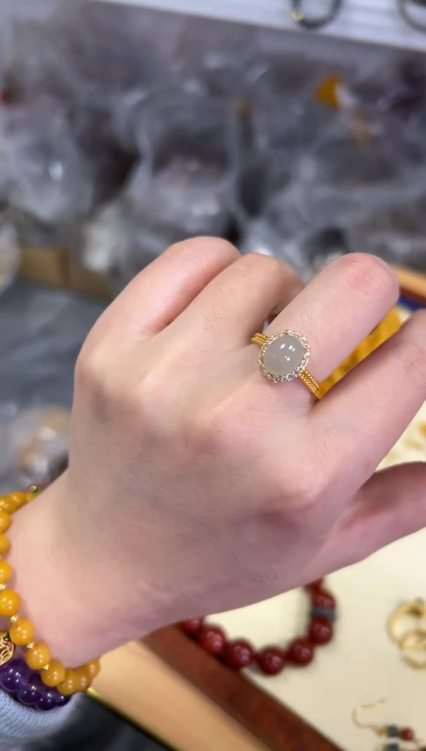 【闪购商品】和田玉颈饰银S925镶嵌和田玉烟紫银戒指[472]