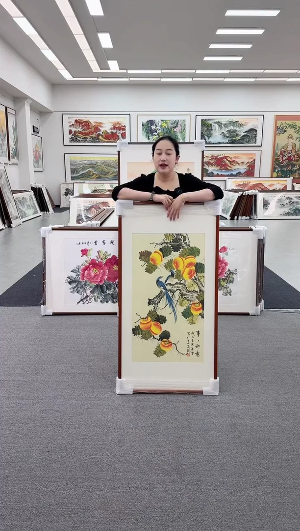 国画手绘 竖幅 玄关 事事如意 125*65
