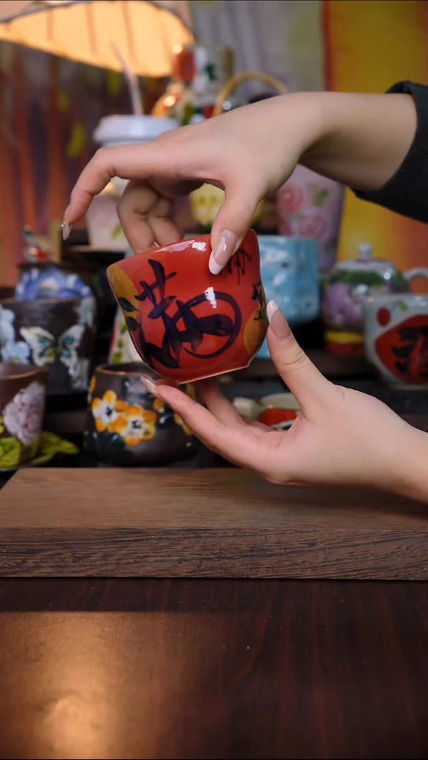 杯子陶泥垚手作 景德镇手工手绘陶瓷器物