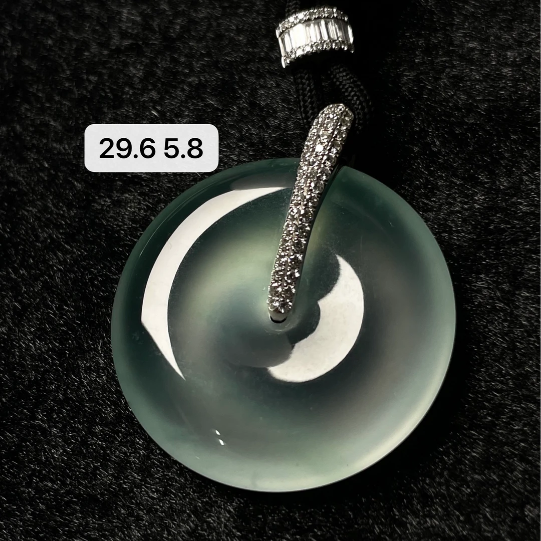 天然a货缅甸翡翠玻璃种晴底起胶平安扣吊坠