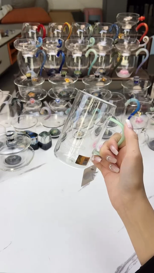 手工艺品玻璃禾器好运连连清简杯