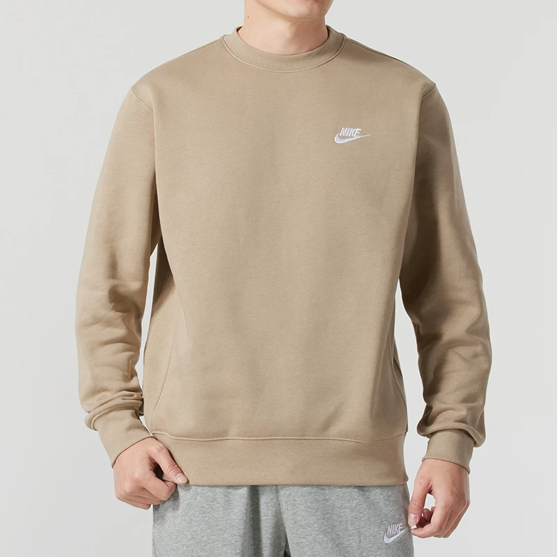 NIKE耐克男子卫衣春季新款卡其透气运动上衣休闲圆领套头衫BV2663