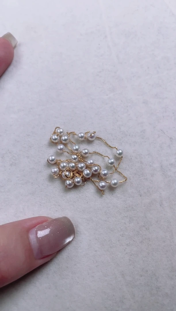 【闪购商品】淡水珍珠项链18K金镶嵌V47