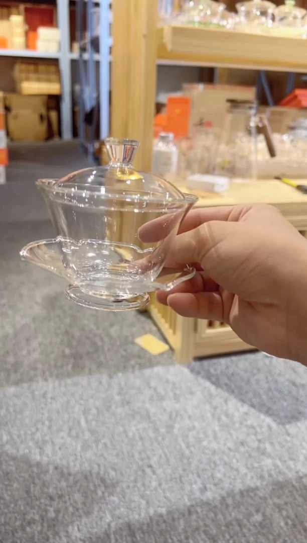 禾器-荷叶盖碗-透明色