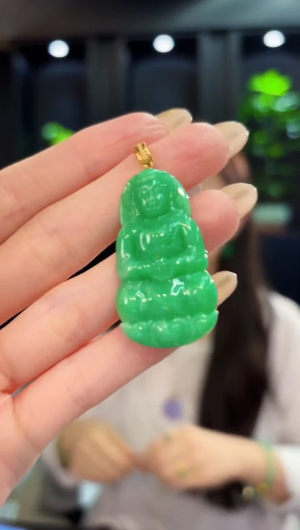 翡翠18K金镶嵌颈饰 缅料A货/支持复检/一件