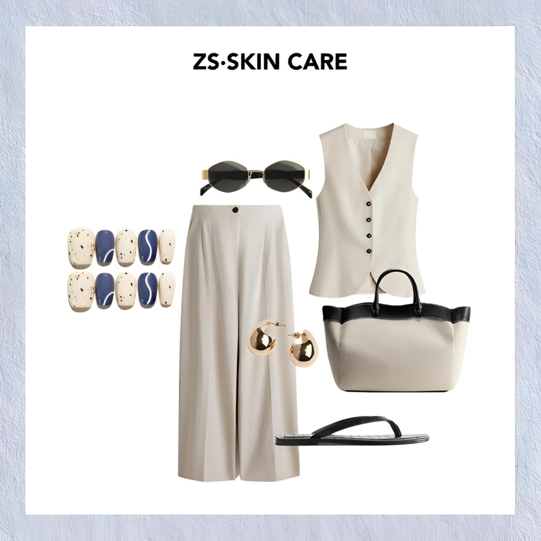 日式简约手绘蓝色显白涂鸦精致甜酷个性短T纯手工穿戴甲可拆卸