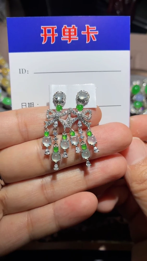 翡翠银S925镶嵌耳饰全量