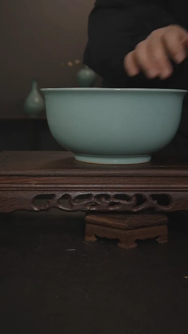 摆件瓷粉青手工汤盆