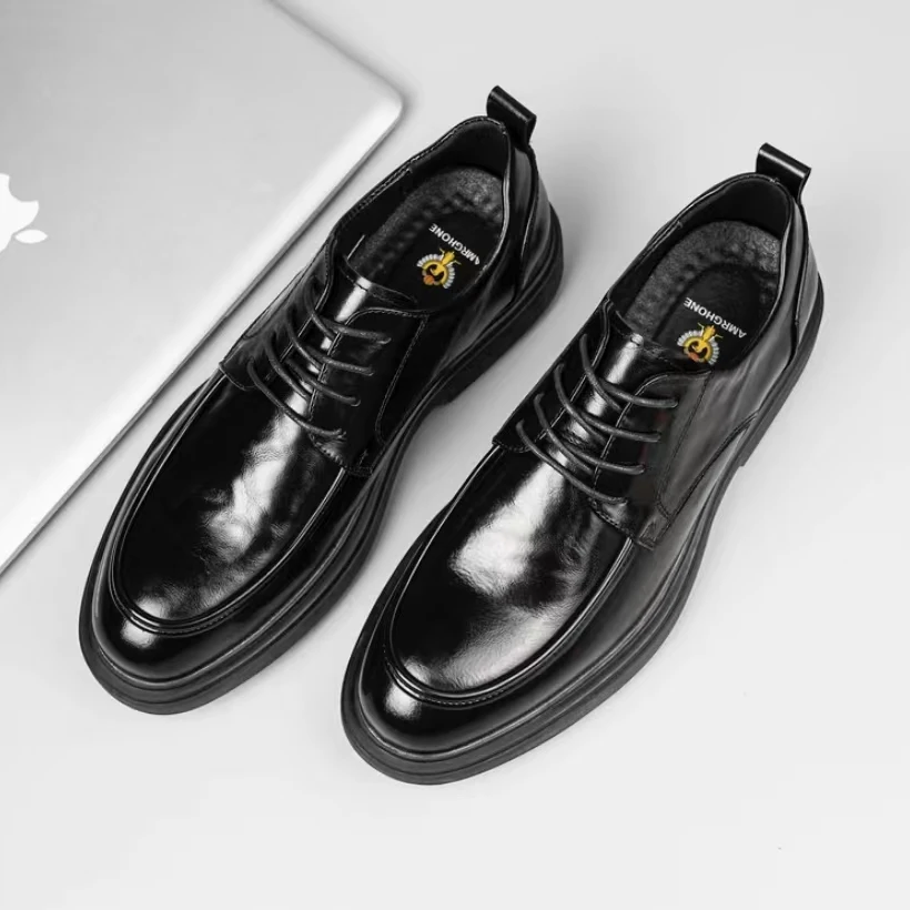 头层牛皮男士商务休闲皮鞋真皮英伦风尖头潮流正装新款男鞋85558