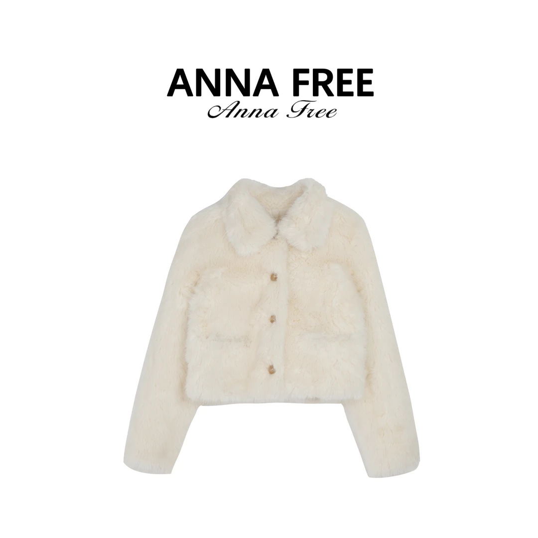 ANNA FREE 设计师时尚秋冬上衣短外套皮毛一体单排扣女ZCE24789