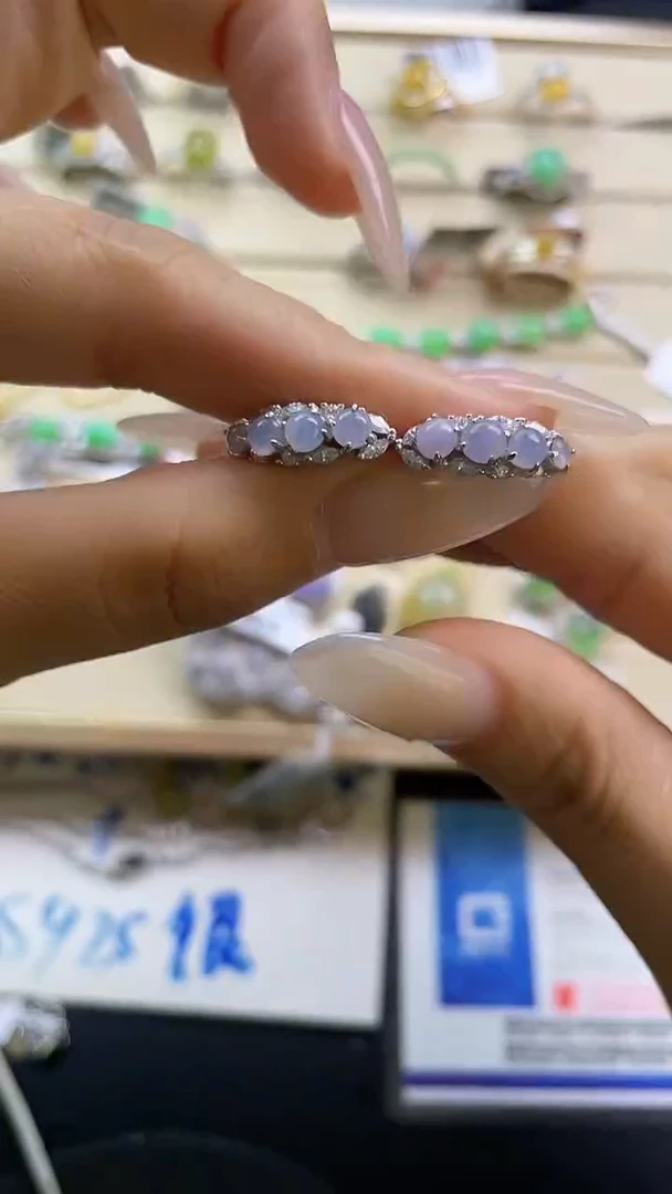 银S925镶嵌戒指翡翠翡翠 蛋面 银S925镶嵌