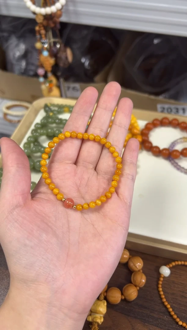 未镶嵌蜜蜡手链满蜜蜜蜡南红顶珠款手链[2903]