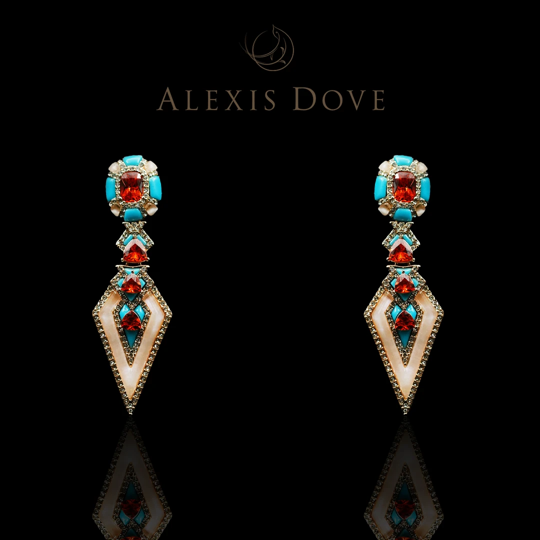 铜合金合成锆石耳饰 法式高级感梦冰凌耳钉VI