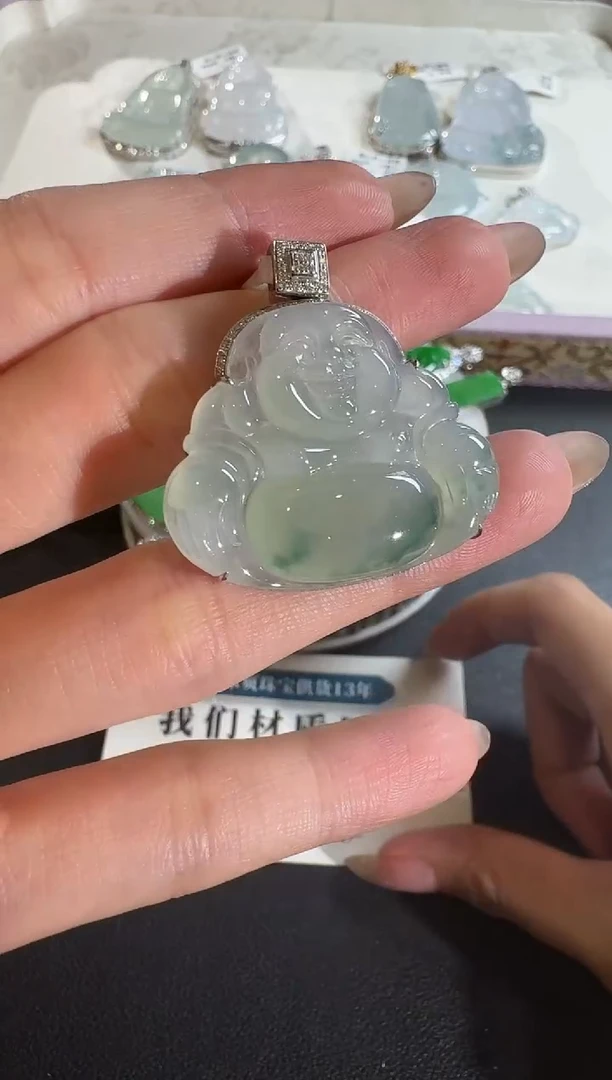 【闪购商品】翡翠吊坠(不含链)18K金镶嵌【源头工厂】钻石镶嵌