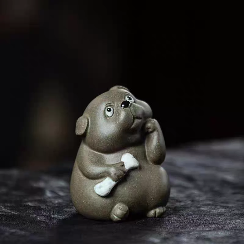 网红款目瞪狗呆紫砂茶宠十二生肖狗宜兴手工茶宠摆件茶桌网红茶器
