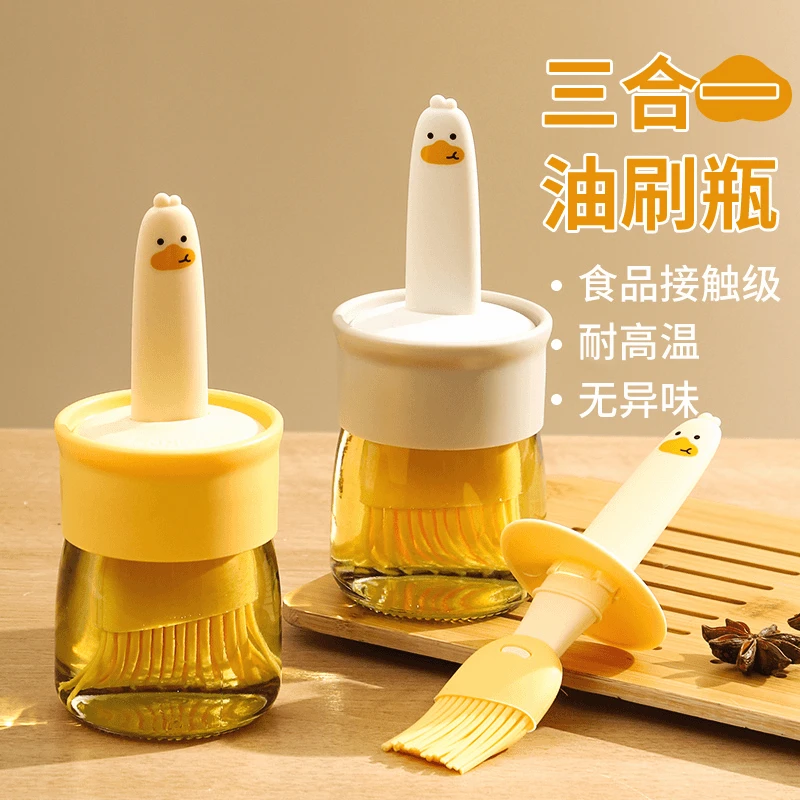 油刷烧烤刷家用耐高温一体玻璃油瓶烘焙专用刷食品级厨房硅胶刷TJ