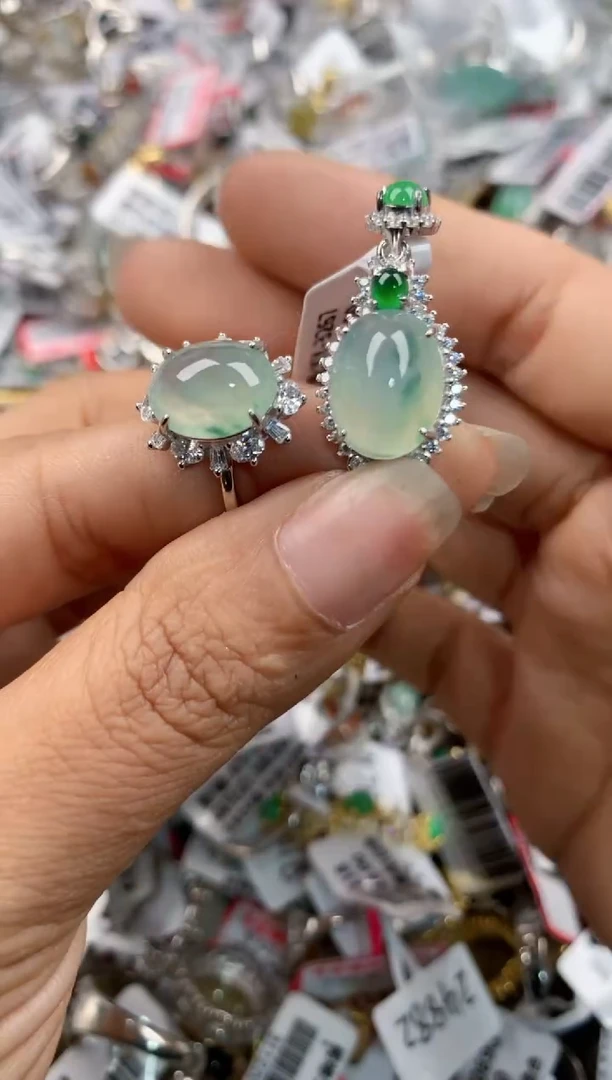 银S925镶嵌戒指翡翠10-10-10     9