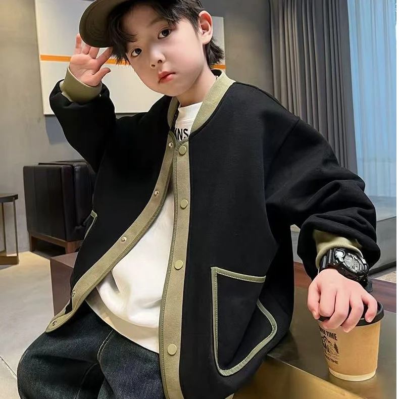 男童春装外套2025新款中大儿童春秋款棒球服男孩休闲帅气上衣