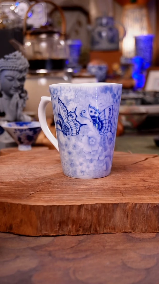 摆件陶青花淡描手工手绘手工手绘