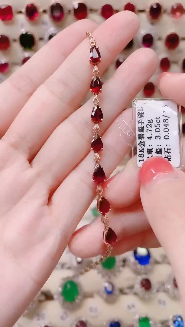 18K金镶嵌18K金手链碧玺1