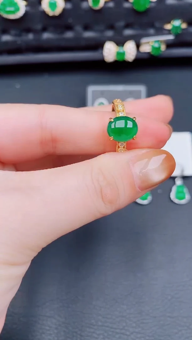 【闪购商品】翡翠戒指银S925镶嵌天然a货翡翠389