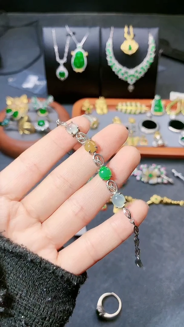 【闪购商品】翡翠手链银S925镶嵌手链