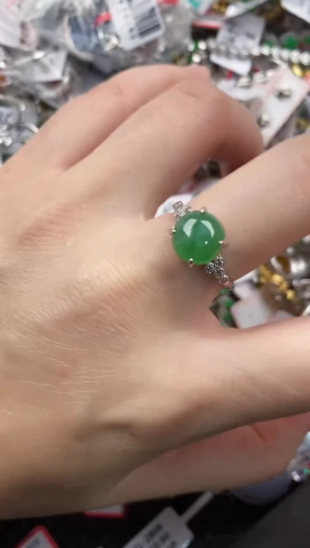 银S925镶嵌戒指翡翠1111----5