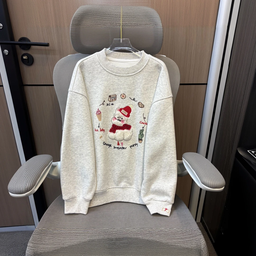 冬款洋气毛绒圣诞小狗加绒女童圆领卫衣 F252 252 R