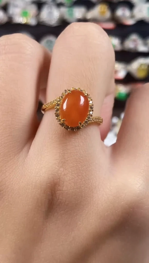 银S925镶嵌戒指翡翠 天然A货翡翠149