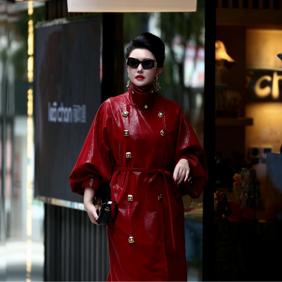 芈莱尤优——新款【赤珀虹曜】双排扣风衣A051