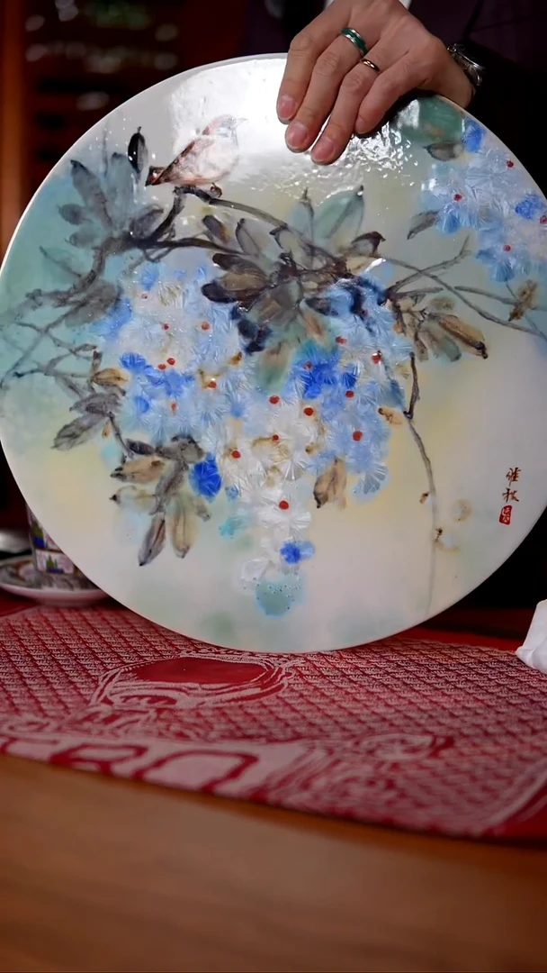 当代窑变结晶釉孤品大盘