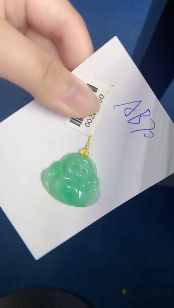 翡翠18K金镶嵌颈饰天然緬甸A貨翡翠