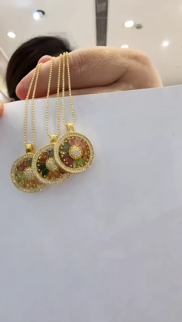 银S925镶嵌吊坠(赠链)碧玺【4】多样性发一