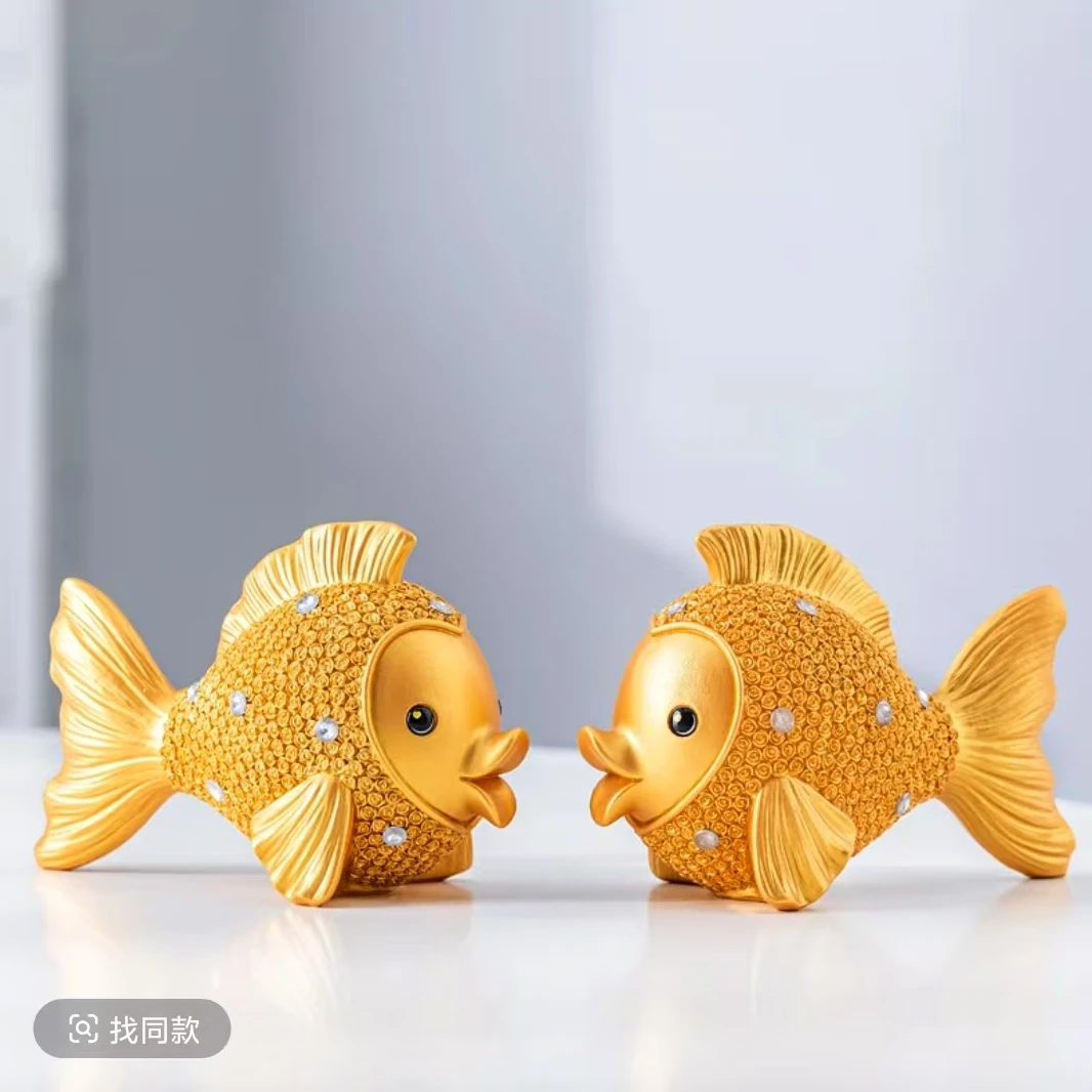 小金鱼一整套钥匙收纳客厅摆件乔迁新居年年有余创意轻奢客厅酒柜