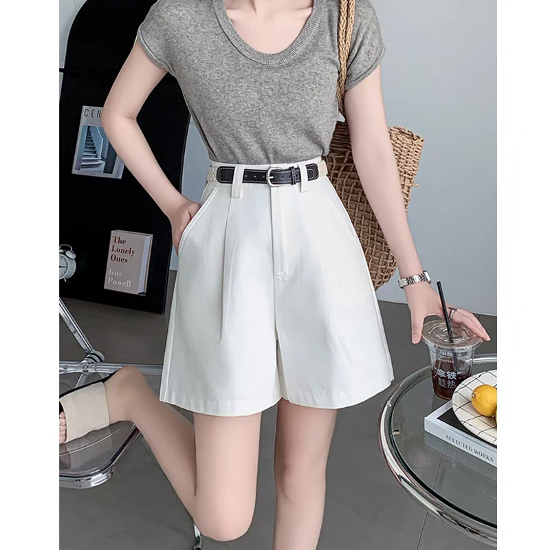 【珊珊专属】"暖阳落尘"2025夏季设计感高腰西装短裤9538