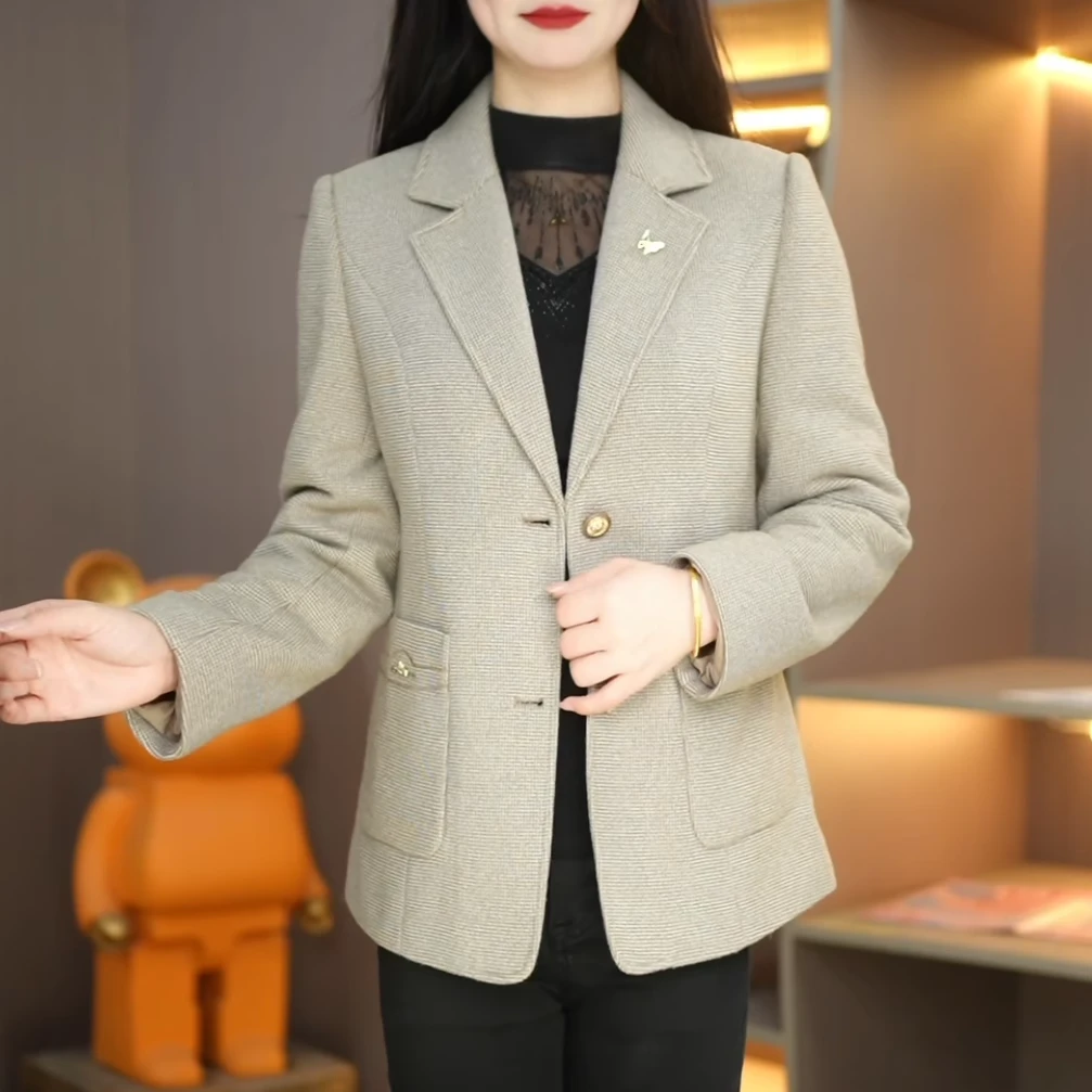 Mandsibil曼德西比利西装外套2025春秋新款中年女士休闲短款西服