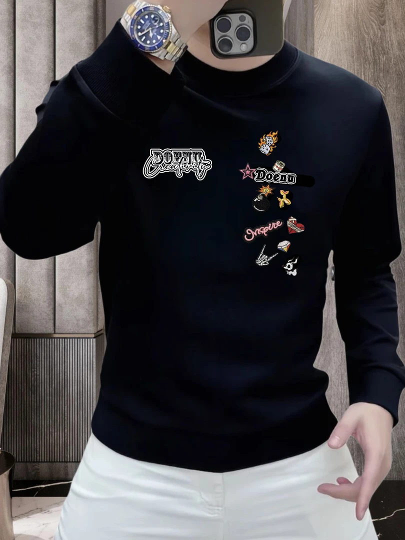 双图标卫衣丨新款男士圆领重磅卫衣秋冬季潮流休闲百搭长袖上衣男