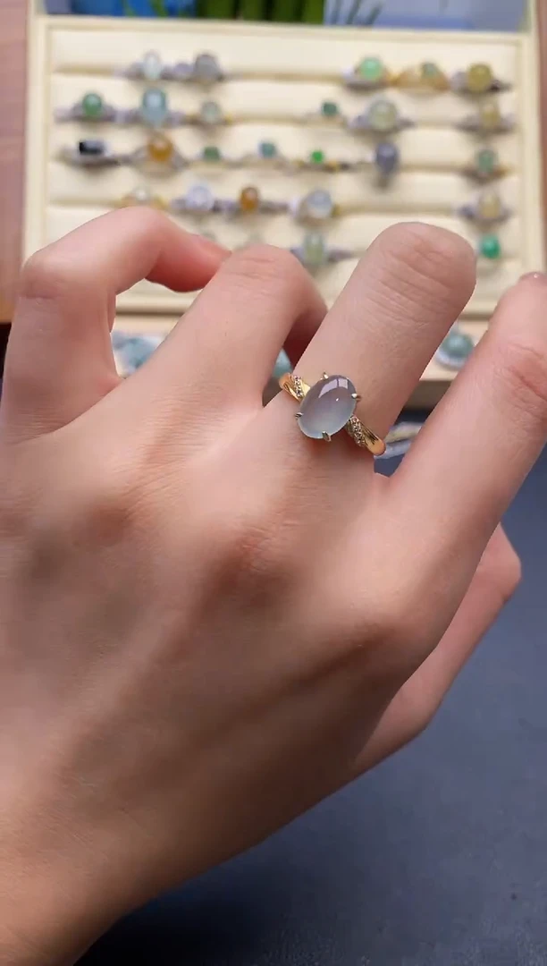 翡翠戒指银S925镶嵌7777777+2