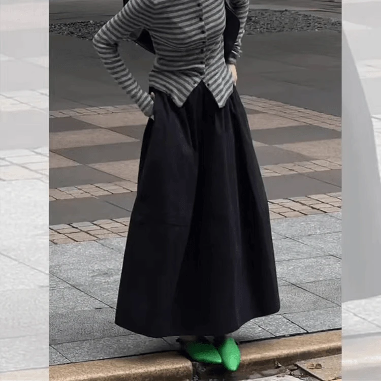 设计感宽松遮肉显瘦花苞裙女春夏新款时尚小众松紧腰A字半身裙