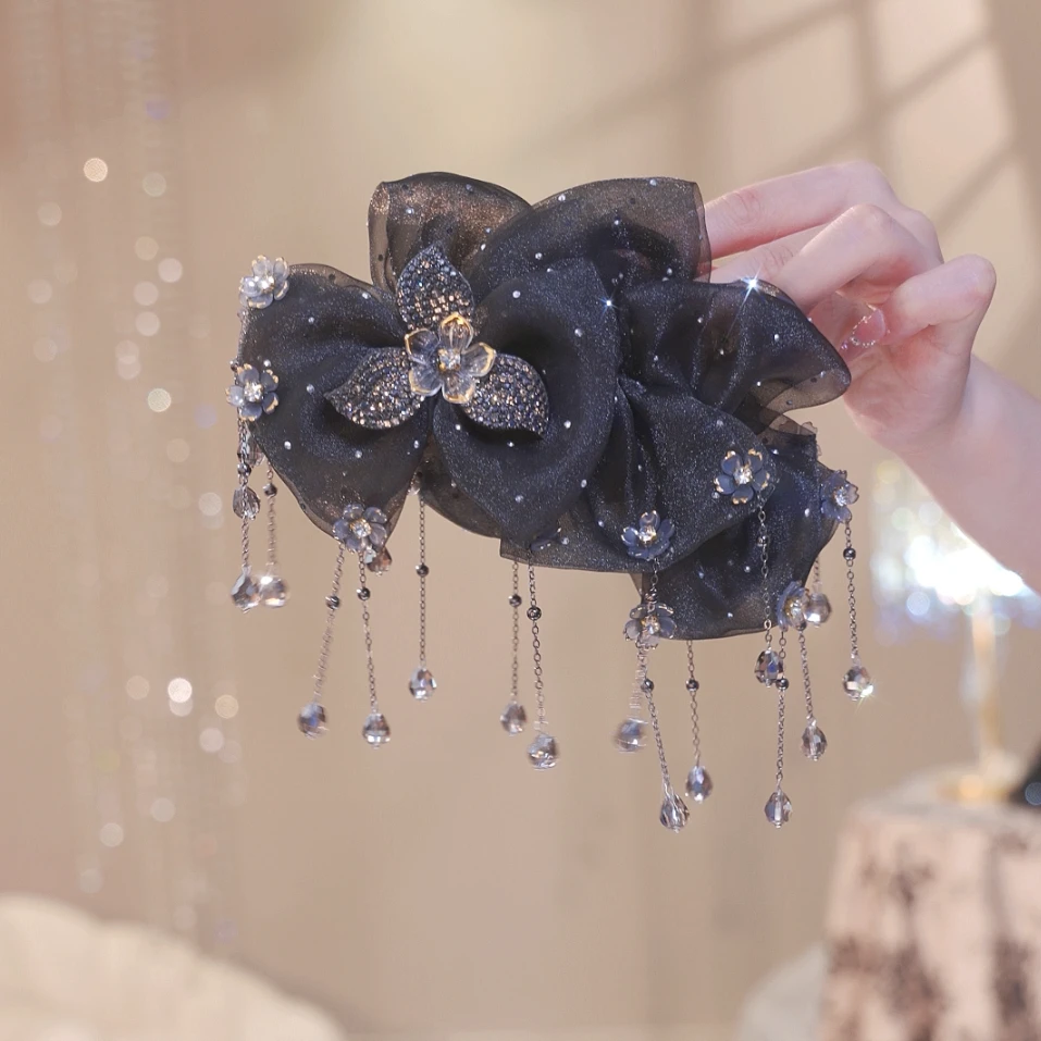 【满天星三叶草】小众设计师花朵流苏抓夹轻奢优雅高级感发夹3194