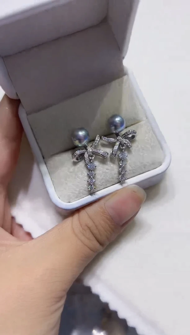 银S925镶嵌耳钉海水珍珠21