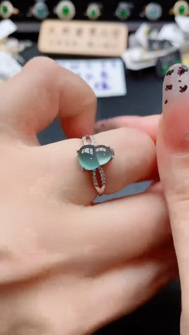 银S925镶嵌戒指翡翠1